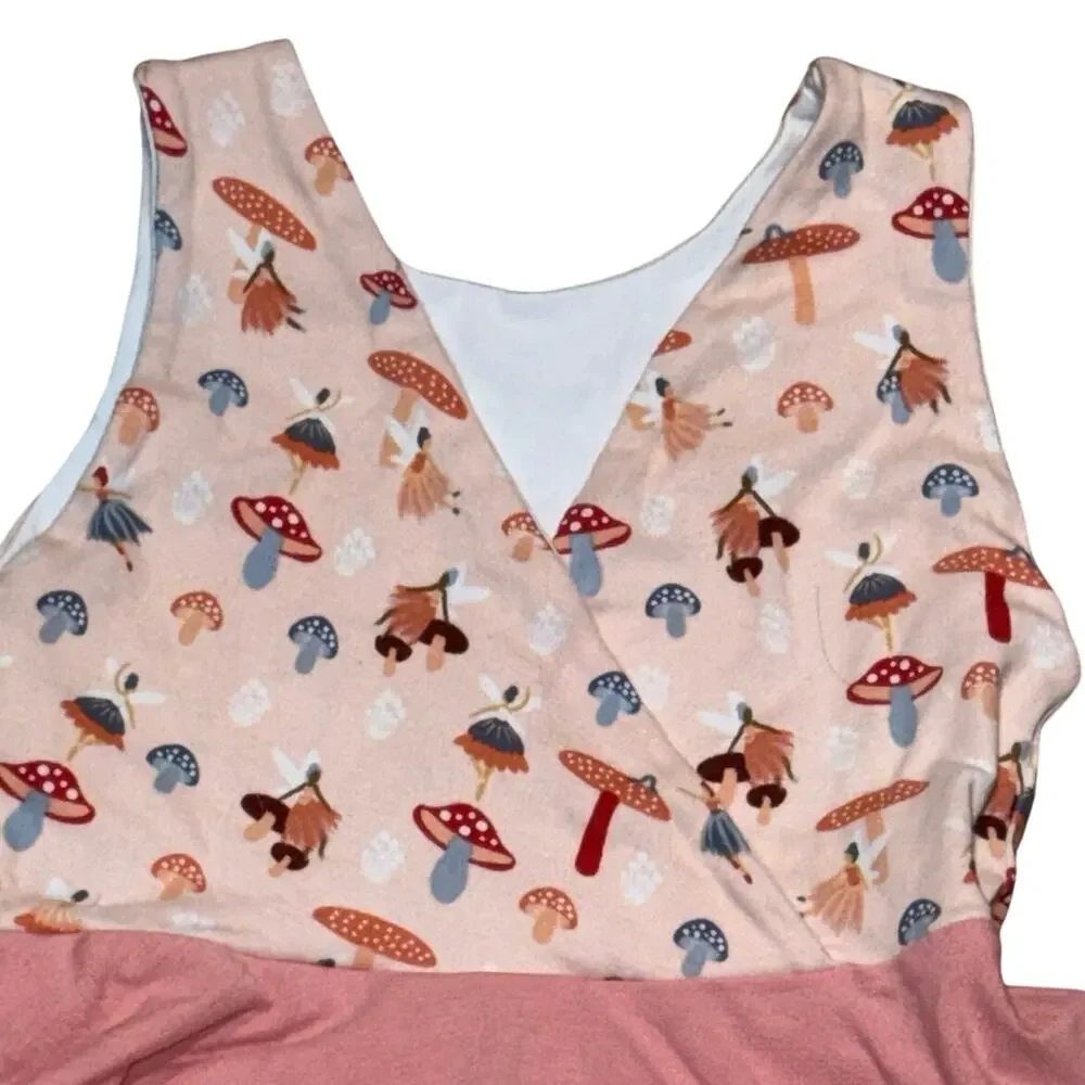 Malia + Kai Fairy Mushroom Twirl Dress Size 4T Handmade USA Pink Cottagecore